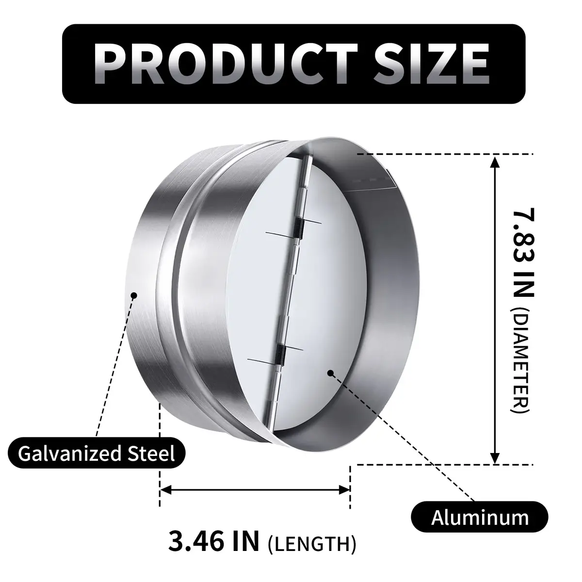 Miuwauer 8 Inch Backdraft Damper for HVAC Ducts | Prevents Airflow Leakage - view 2