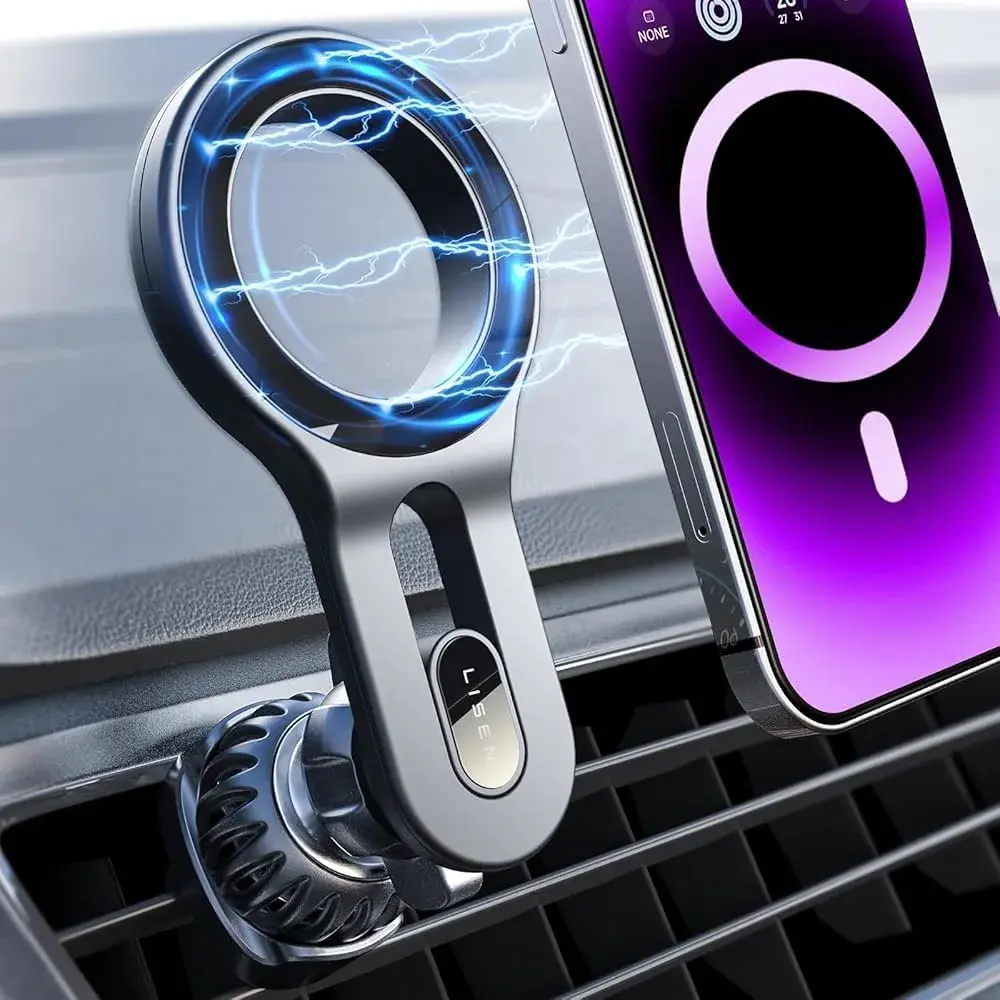 LISEN MagSafe Car Mount for iPhone 17 Pro Max, Black | Super Magnetic Air Vent Phone Holder - main product image