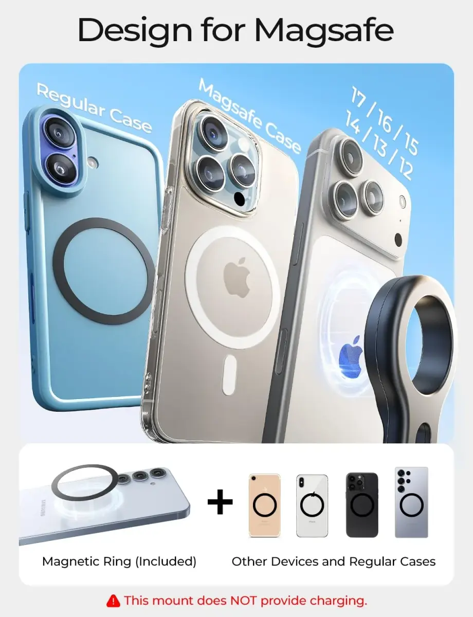 LISEN MagSafe Car Mount for iPhone 17 Pro Max, Black | Super Magnetic Air Vent Phone Holder - view 8