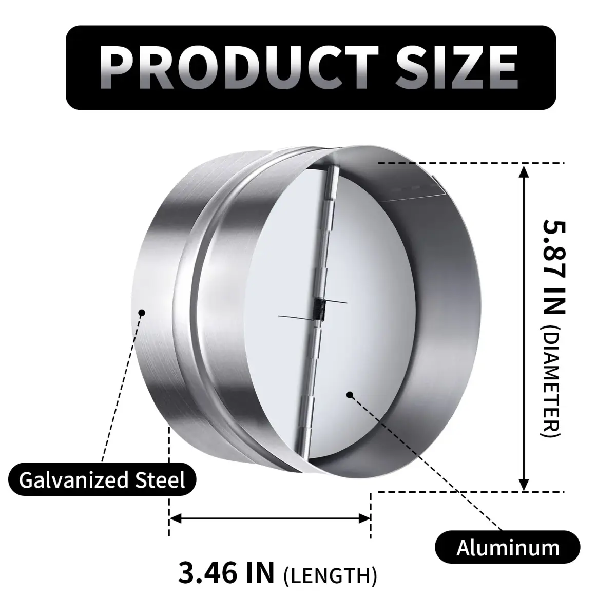 Miuwauer 6 Inch Backdraft Damper | Prevents Airflow When Fan is Off - view 2
