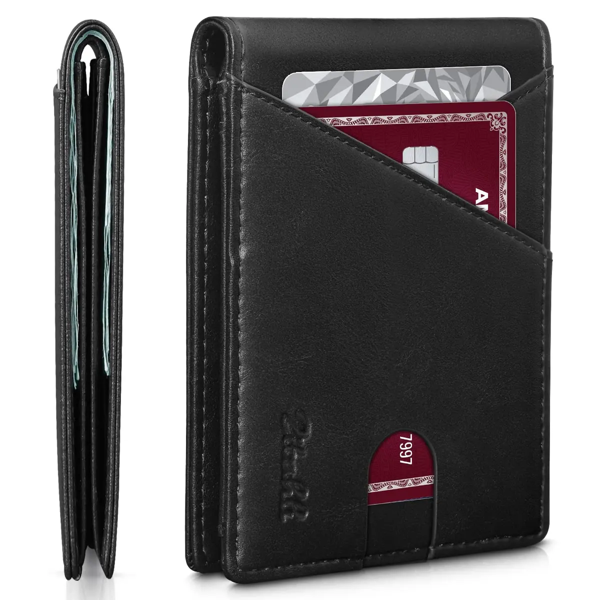 Zitahli Slim Wallet for Men Bifold 11 Card Holder | RFID Blocking Minimalist Front Pocket Design (Classic Black) - main product image