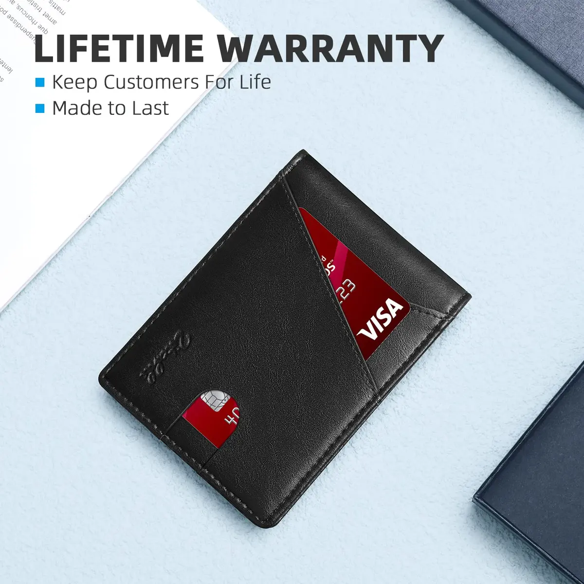 Zitahli Slim Wallet for Men Bifold 11 Card Holder | RFID Blocking Minimalist Front Pocket Design (Classic Black) - view 5