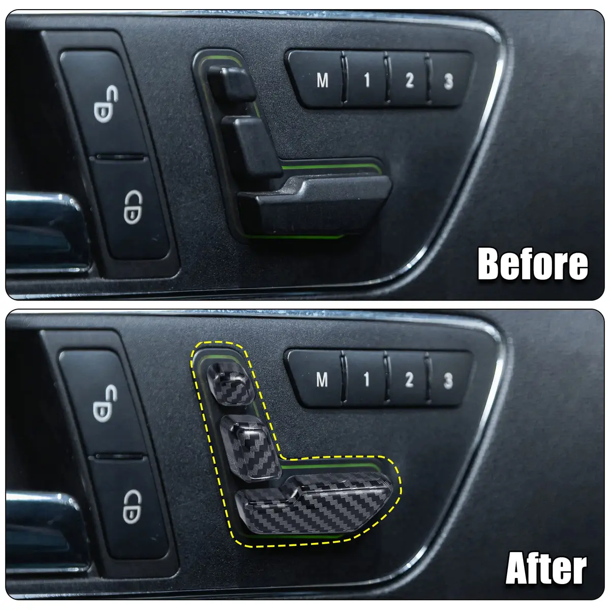 X AUTOHAUX Carbon Fiber Door Seat Adjust Button Cover for Mercedes W204 | Durable ABS, Easy Install - view 2