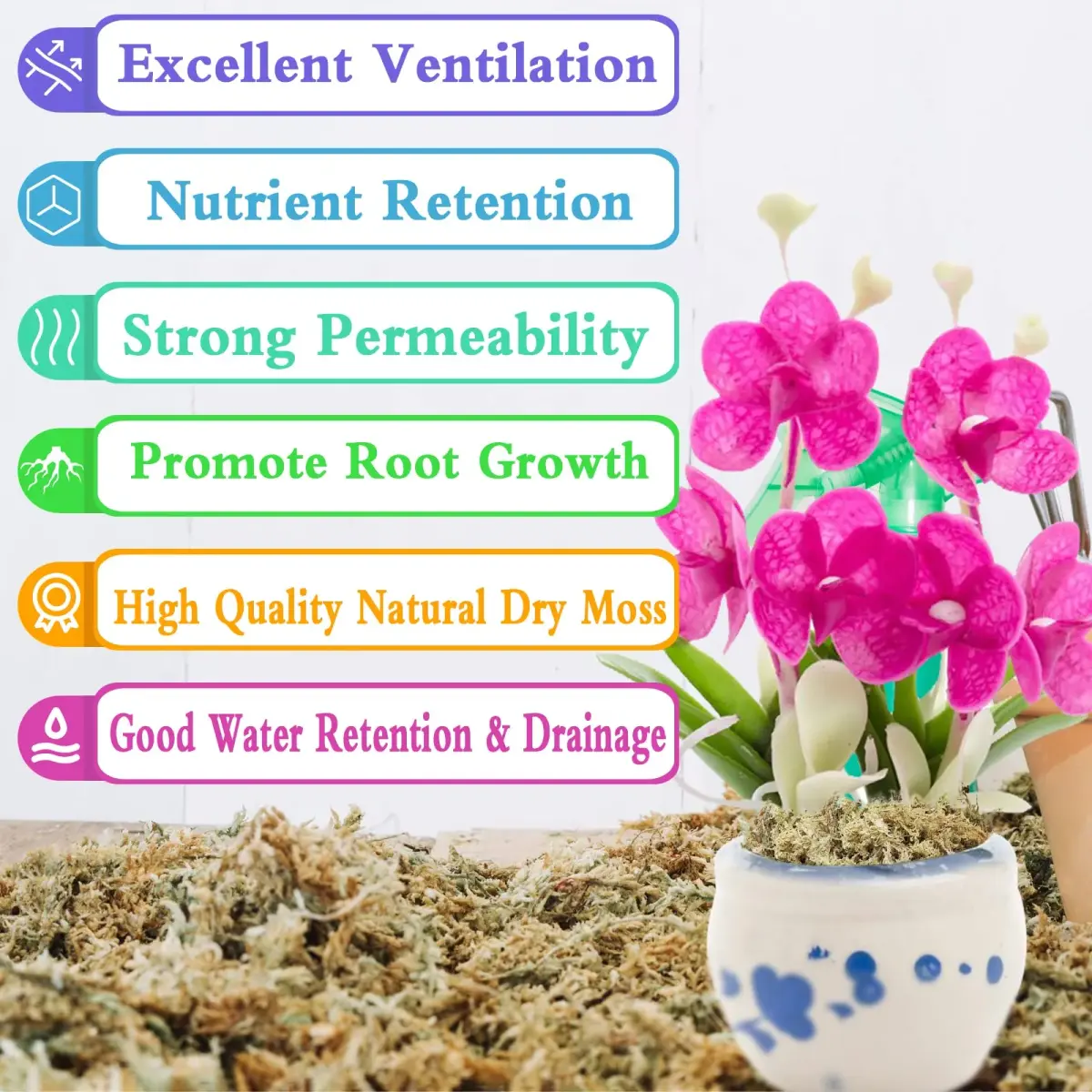 Legigo Premium Sphagnum Moss for Plants — 20 Quarts (Appx. 1.2 lb / 0.5 kg) | Natural Long Fiber Orchid & Succulent Soil - view 3