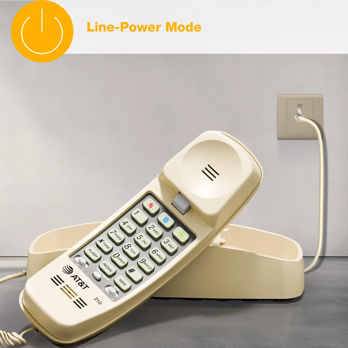 AT&T TRIMLINE 210 Corded Home Phone | No Power Needed, Wall Mountable, Lighted Big Buttons - view 6