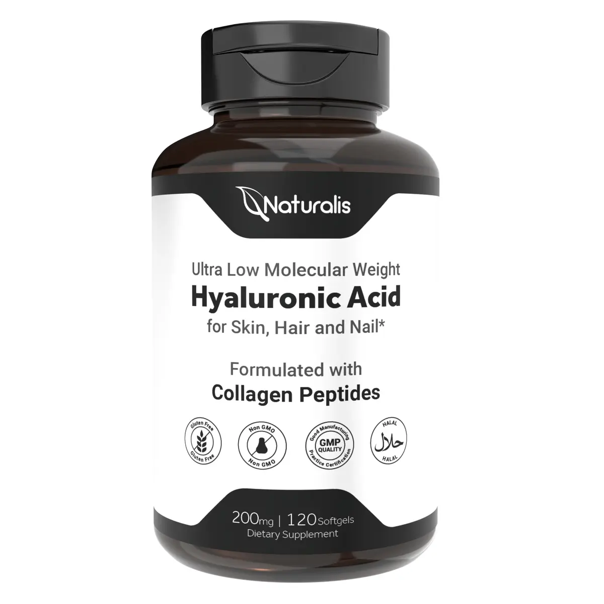 Naturalis Hyaluronic Acid 200mg 120 Softgels | Ultra Low Molecular Weight for Skin & Joint Support - main product image