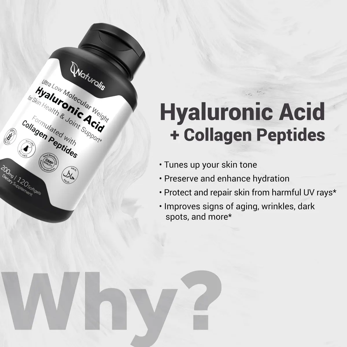 Naturalis Hyaluronic Acid 200mg 120 Softgels | Ultra Low Molecular Weight for Skin & Joint Support - view 4