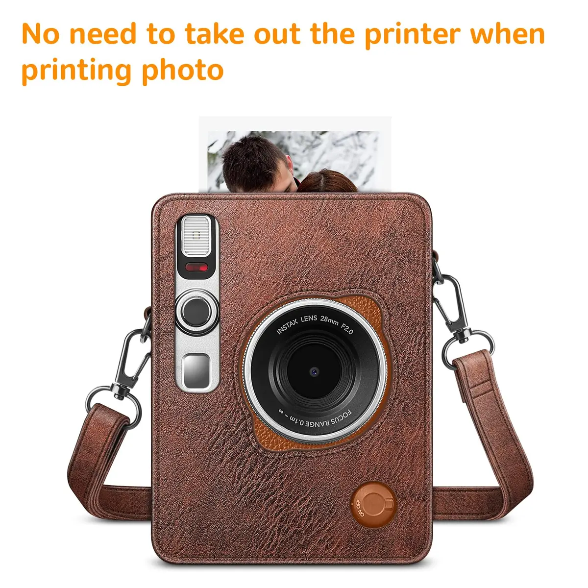 FINTIE Camera Case for Fujifilm Instax Mini EVO Camera with Strap | Premium Synthetic Leather, Vintage Brown - view 4