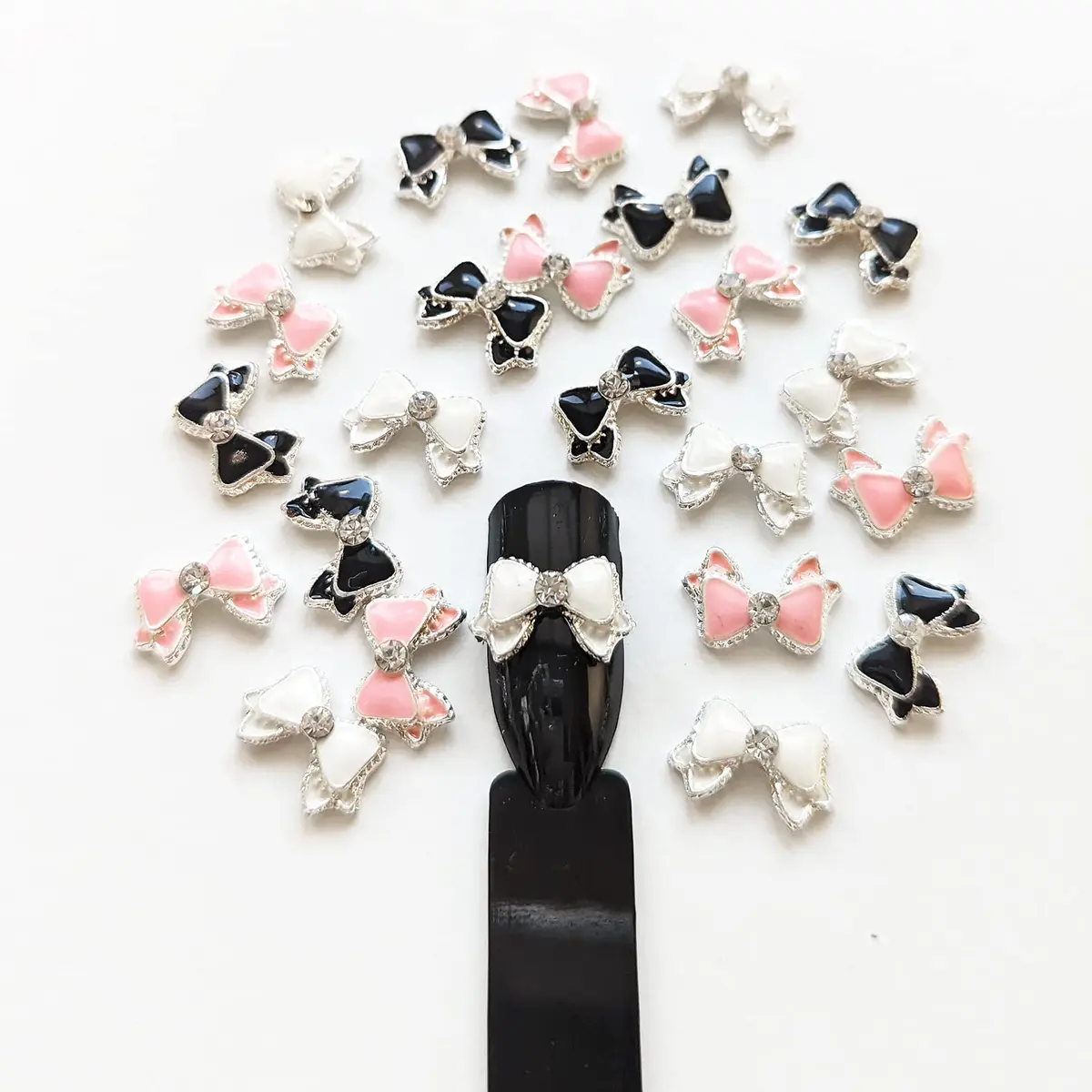 PUEEN 48pcs 3D Nail Charms Bow Rhinestone Nail Art Decoration DIY for Nails Cell Phone Charm DIY Craft Accessories (Style B) | Alloy Bow Rhinestones - view 2