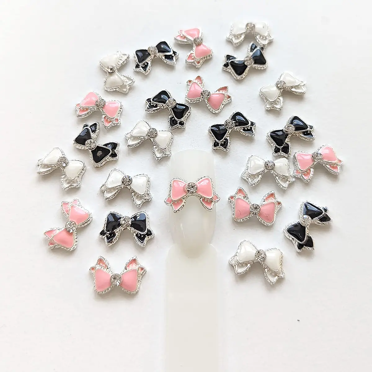 PUEEN 48pcs 3D Nail Charms Bow Rhinestone Nail Art Decoration DIY for Nails Cell Phone Charm DIY Craft Accessories (Style B) | Alloy Bow Rhinestones - view 3