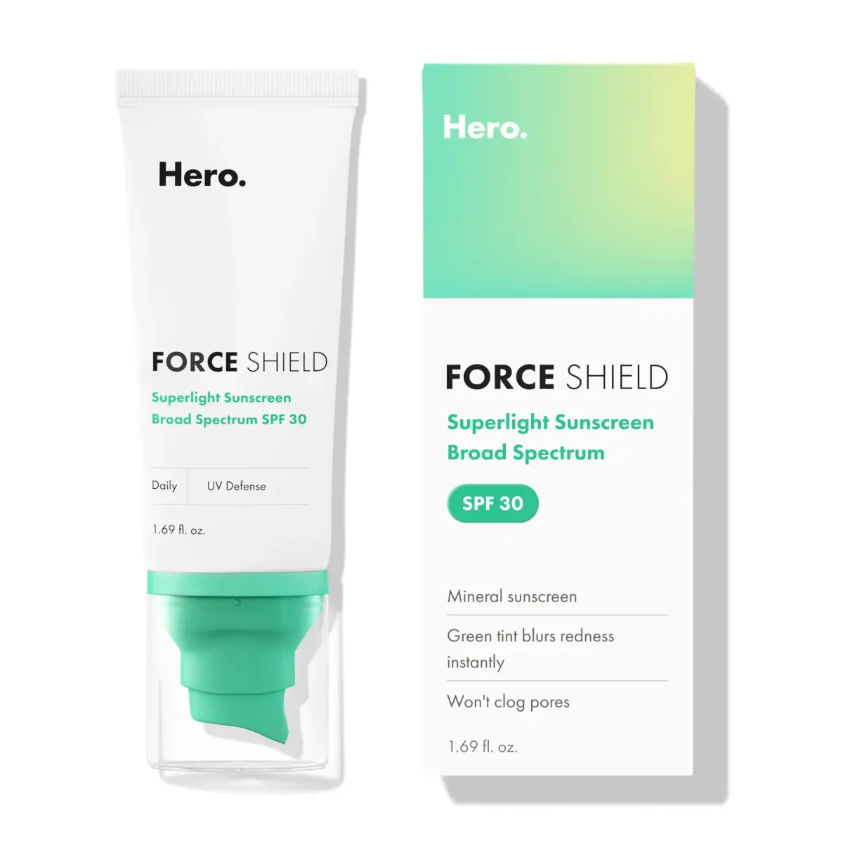 Hero Cosmetics Force Shield Superlight Sunscreen SPF 30, 50ml (1.69 Fl Oz) | Broad Spectrum UVA/UVB Protection - main product image
