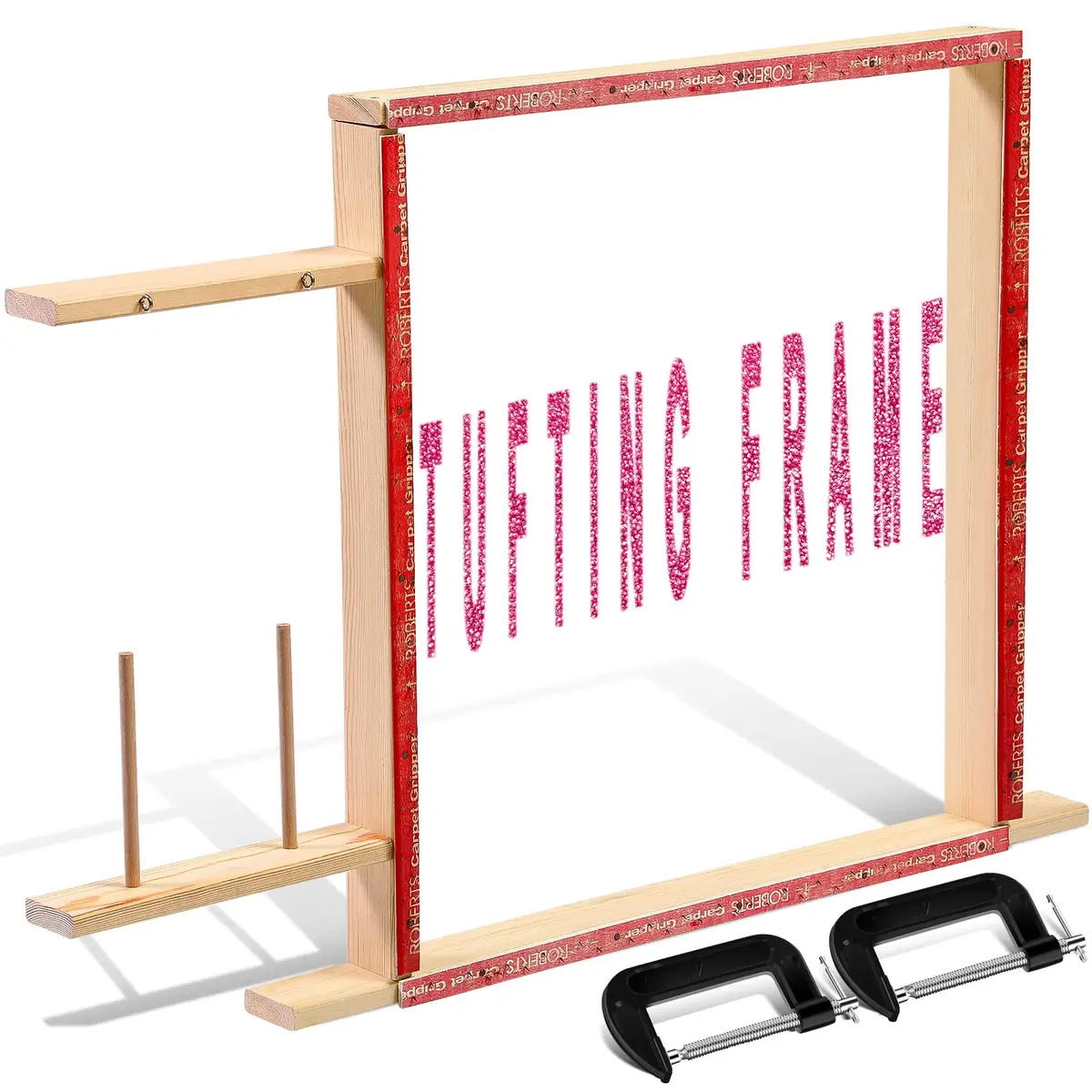 Yalikop Rug Making Frame, Tufting Frame for Rug Making 75x75cm | Wooden Stand with Tack Strips & Clamps - main product image