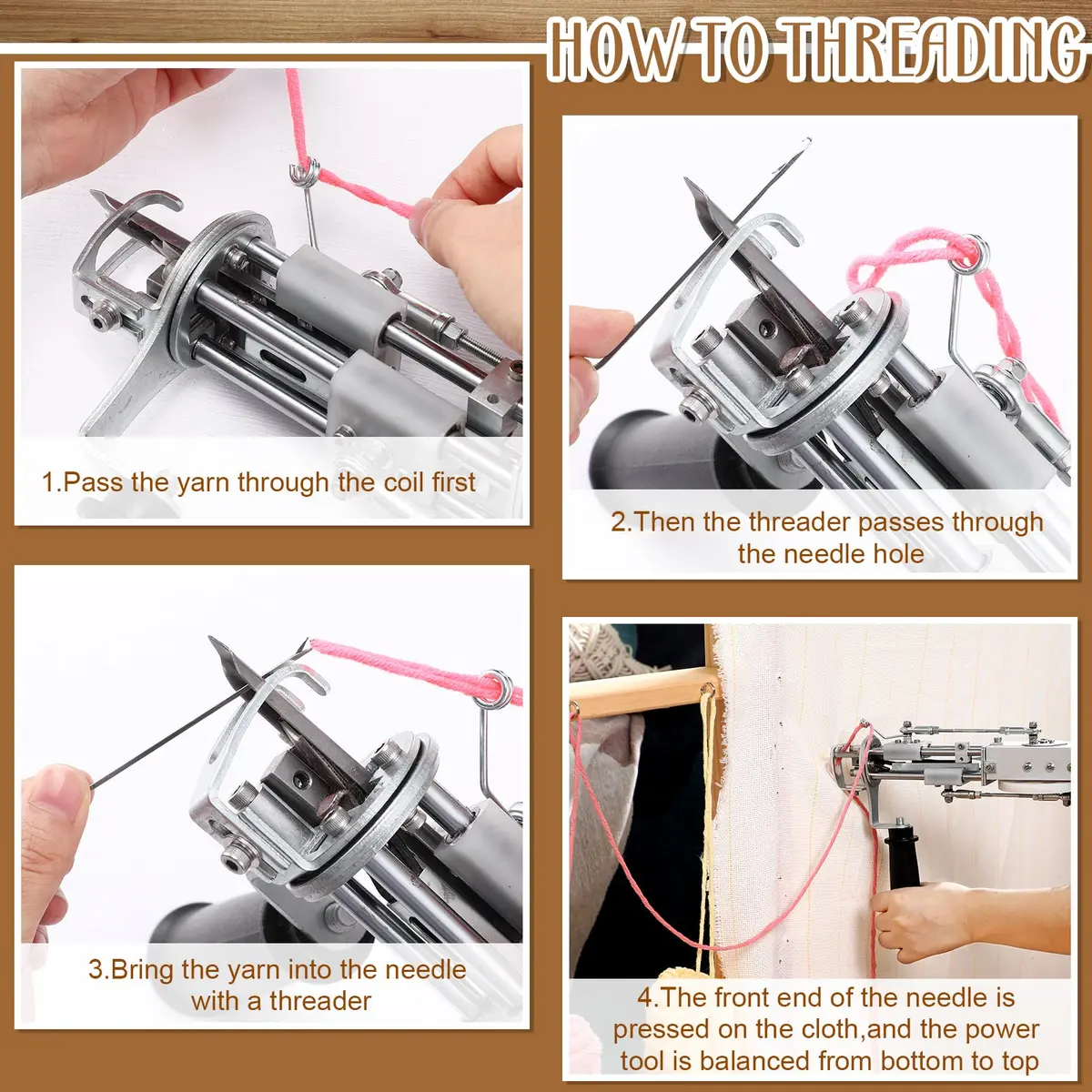 Yalikop Rug Making Frame, Tufting Frame for Rug Making 75x75cm | Wooden Stand with Tack Strips & Clamps - view 5