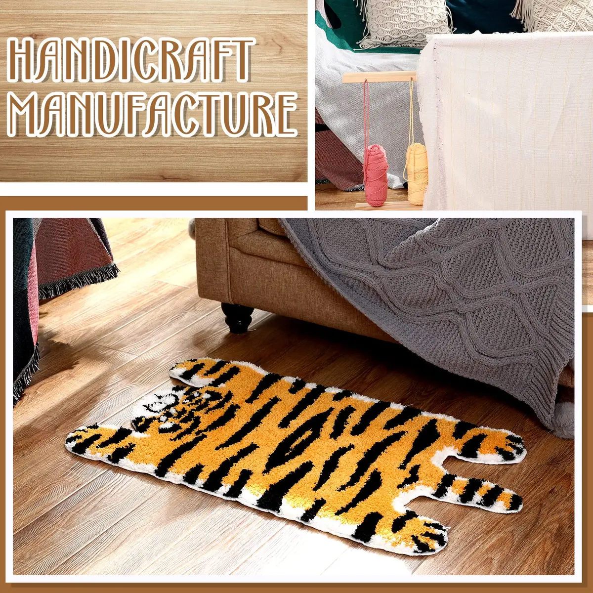 Yalikop Rug Making Frame, Tufting Frame for Rug Making 75x75cm | Wooden Stand with Tack Strips & Clamps - view 7