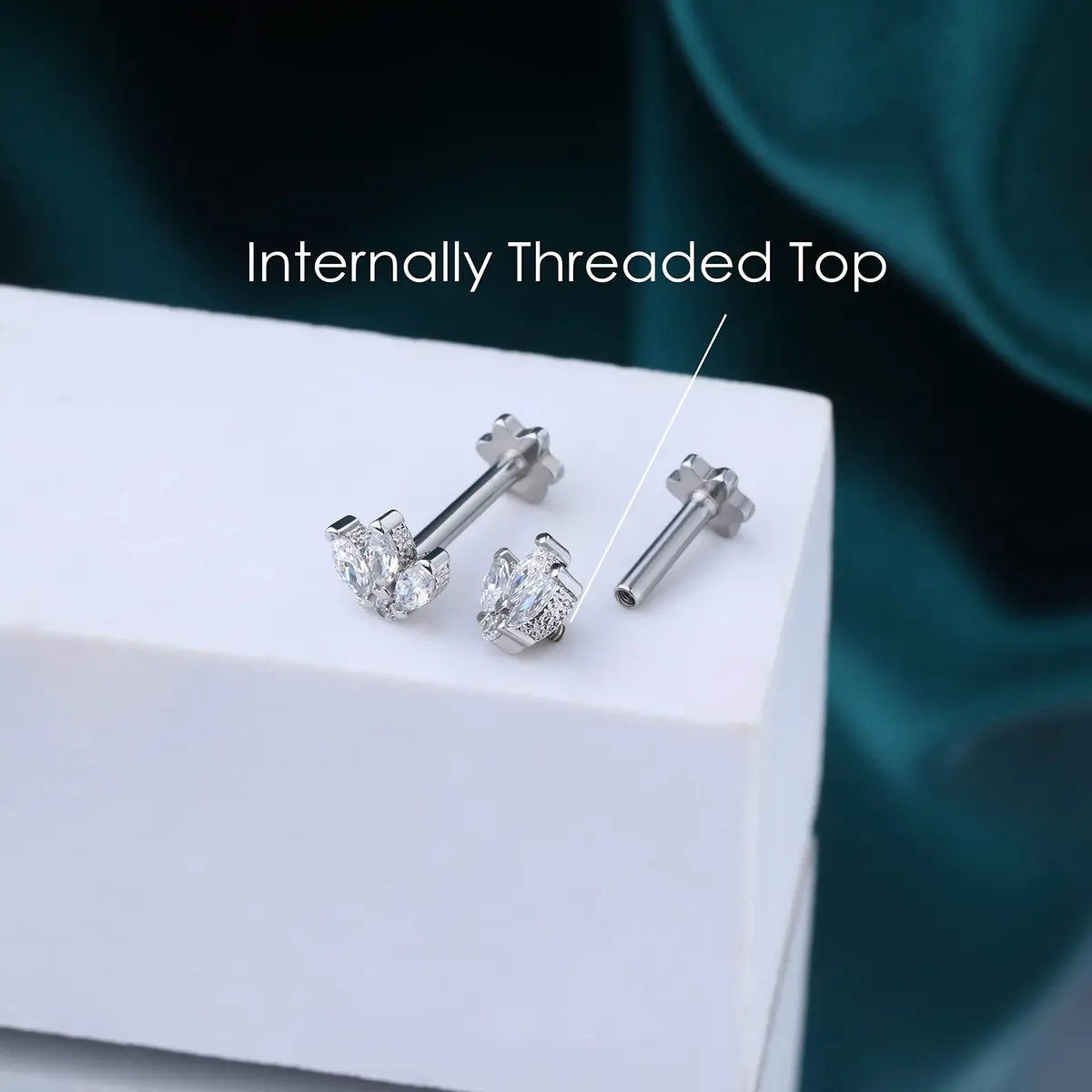 COCHARM Tragus Piercing Jewelry 16g Flat Back Flower | Silver Cartilage Earring for Women - view 6