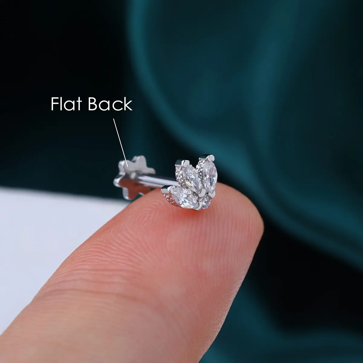 COCHARM Tragus Piercing Jewelry 16g Flat Back Flower | Silver Cartilage Earring for Women - view 4