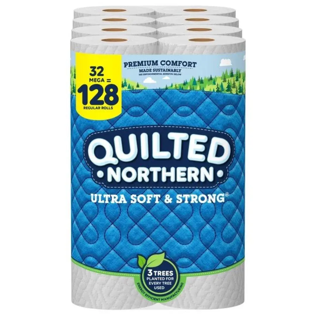 Quilted Northern Ultra Soft & Strong Toilet Paper, 32 Mega Rolls (10496 Sheets Total) | 2-Ply Bath Tissue - main product image
