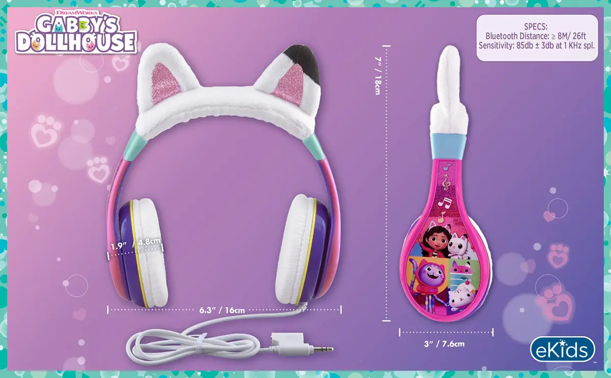 eKids Gabby's Dollhouse Wired Headphones with 3.5mm Jack | Kid-Friendly Stereo Sound - view 4