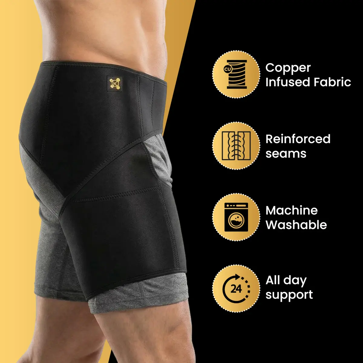 CopperJoint Hip Brace for Women and Men | Groin & Thigh Support, Adjustable, Copper-Infused, One Size - view 5