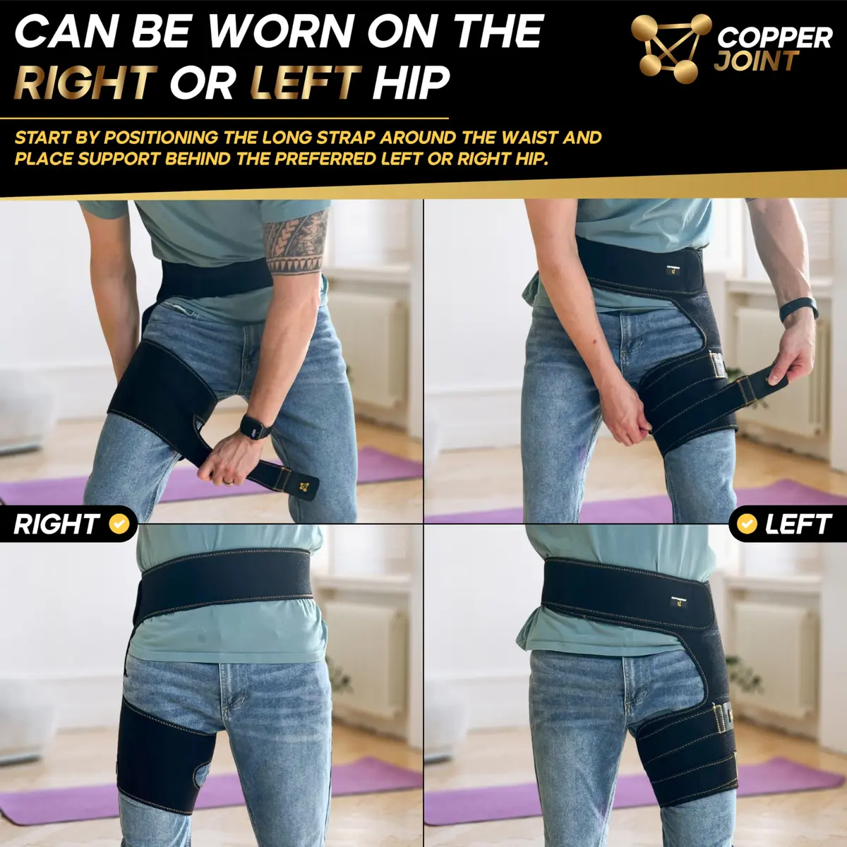 CopperJoint Hip Brace for Women and Men | Groin & Thigh Support, Adjustable, Copper-Infused, One Size - view 6