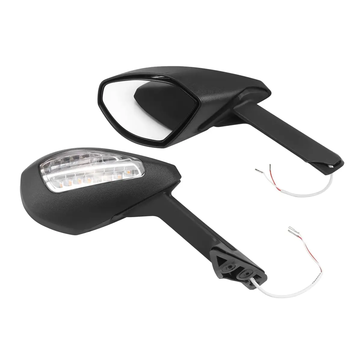 Worldmotop Motorcycle Rearview Mirrors Pair | Black ABS High Impact Shell & Acrylic Glass Lens - main product image