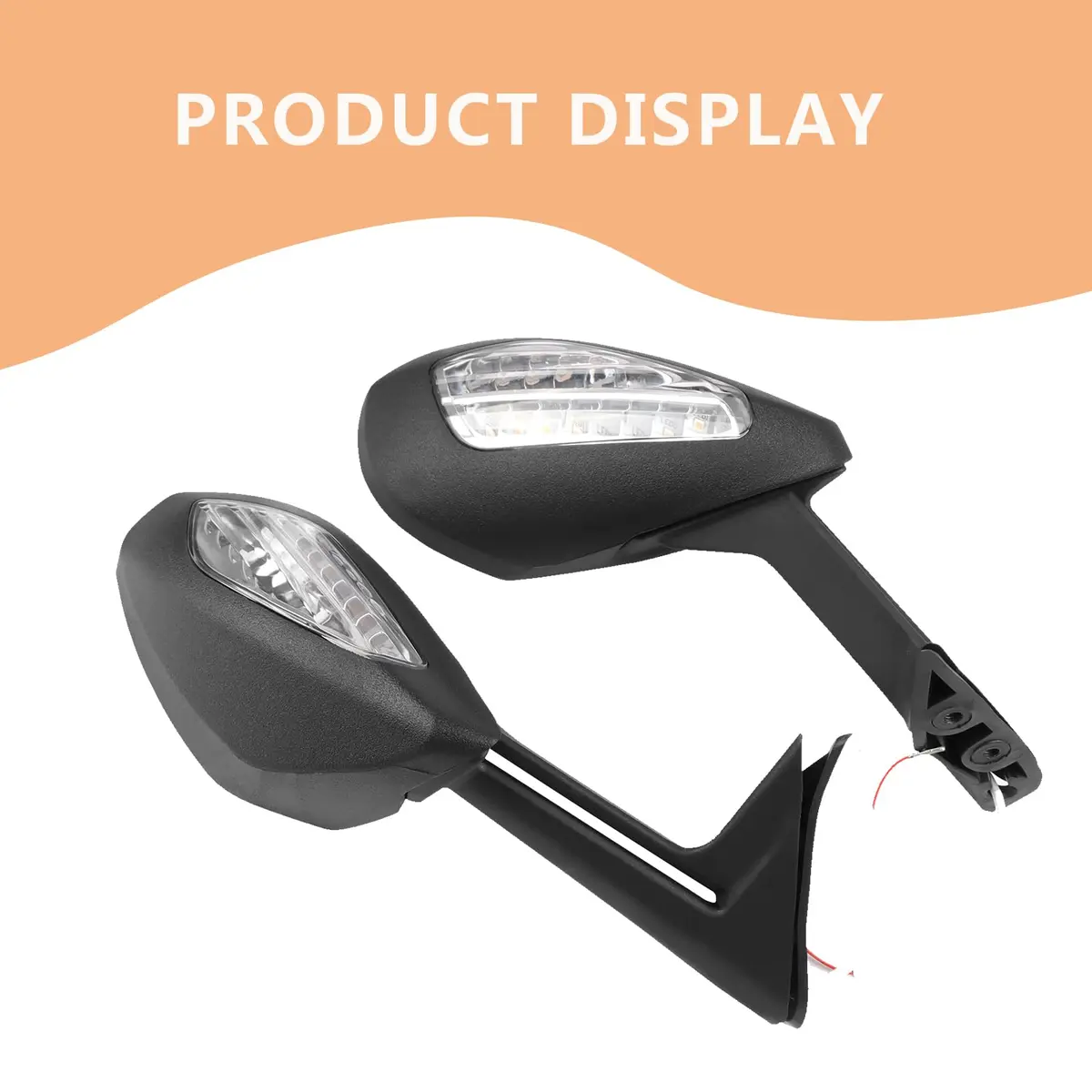 Worldmotop Motorcycle Rearview Mirrors Pair | Black ABS High Impact Shell & Acrylic Glass Lens - view 6