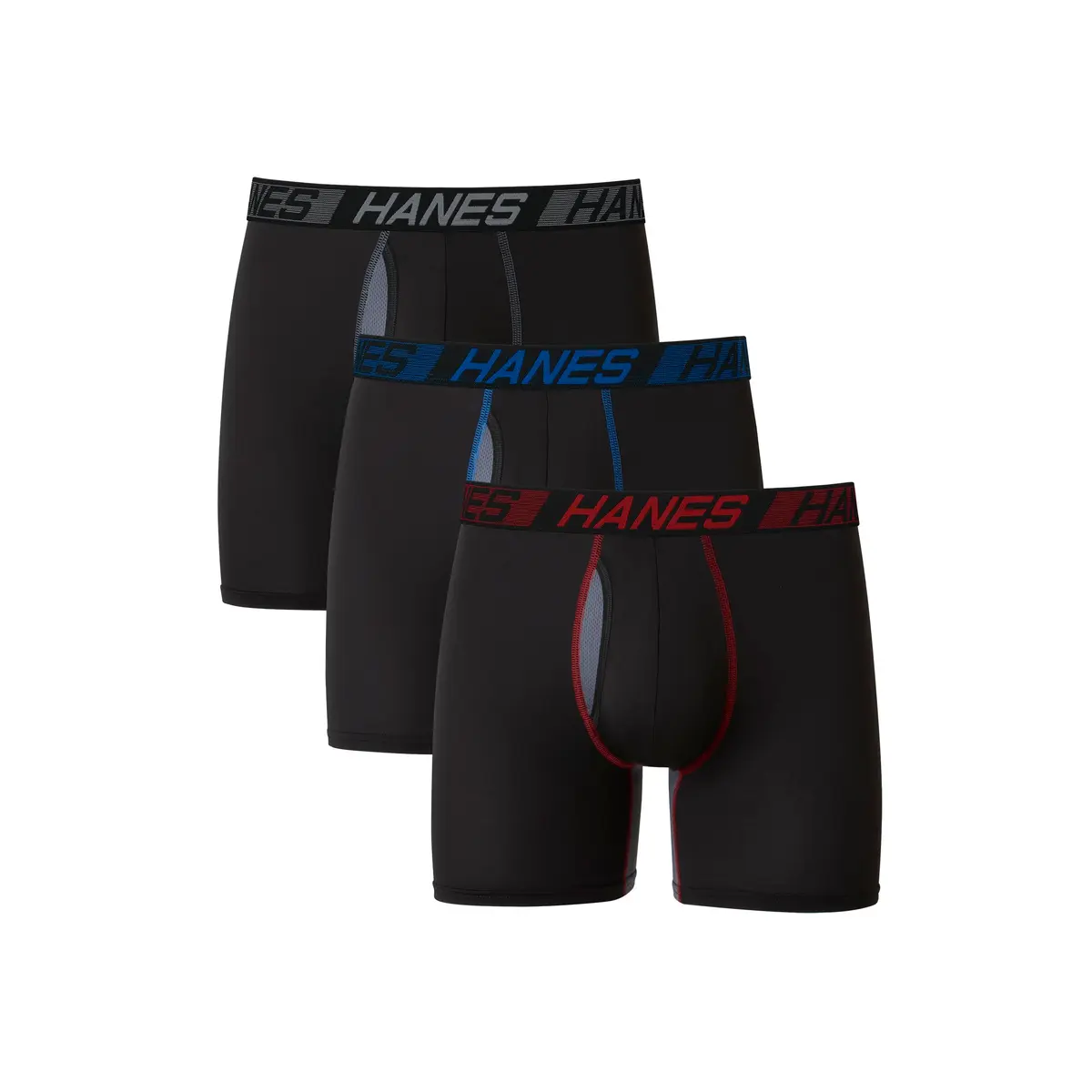 Hanes Men’s Total Support Pouch Boxer Briefs, X-temp Cooling, Anti-chafing, Moisture-wicking, Black, Large - main product image
