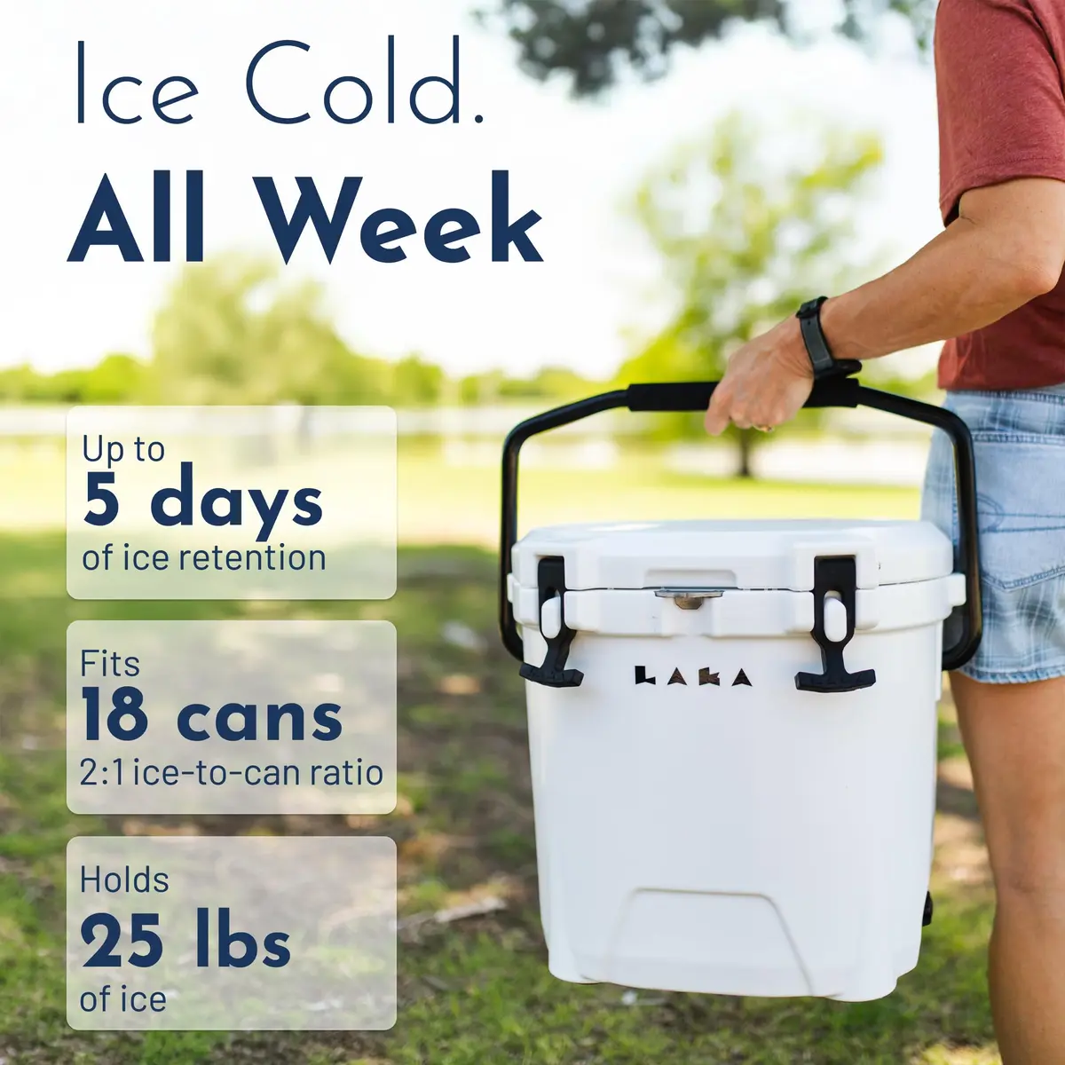 LAKA 20 Qt Cooler White | Compact Ice Chest with 3-Day Cold Retention - view 4