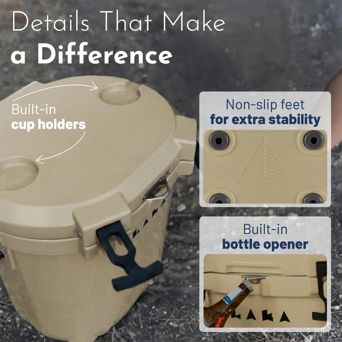 LAKA 20 Quart Rotomolded Cooler | Insulated Ice Chest for Beach & Camping, Holds 18 Cans + 25 lb Ice, Up to 3 Days Cold - view 6