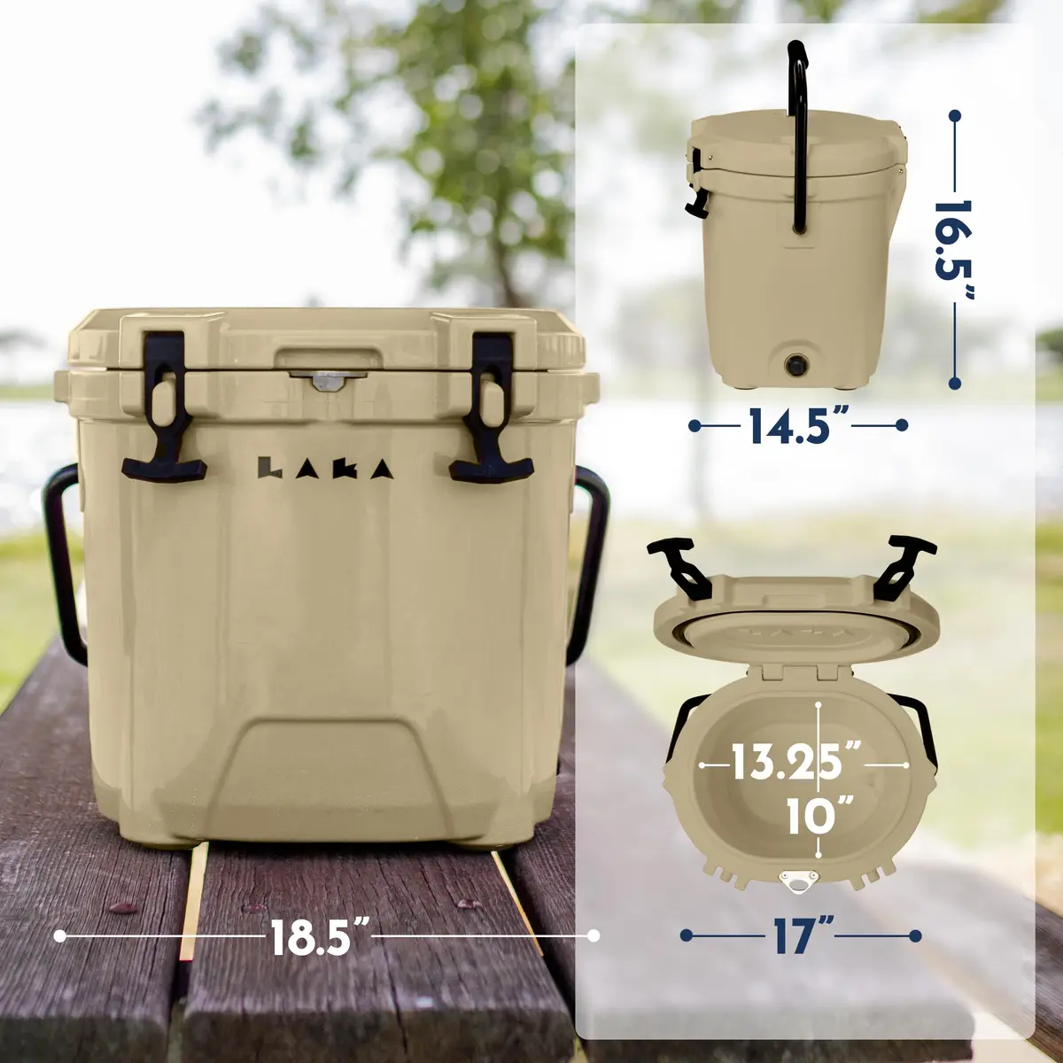 LAKA 20 Quart Rotomolded Cooler | Insulated Ice Chest for Beach & Camping, Holds 18 Cans + 25 lb Ice, Up to 3 Days Cold - view 7