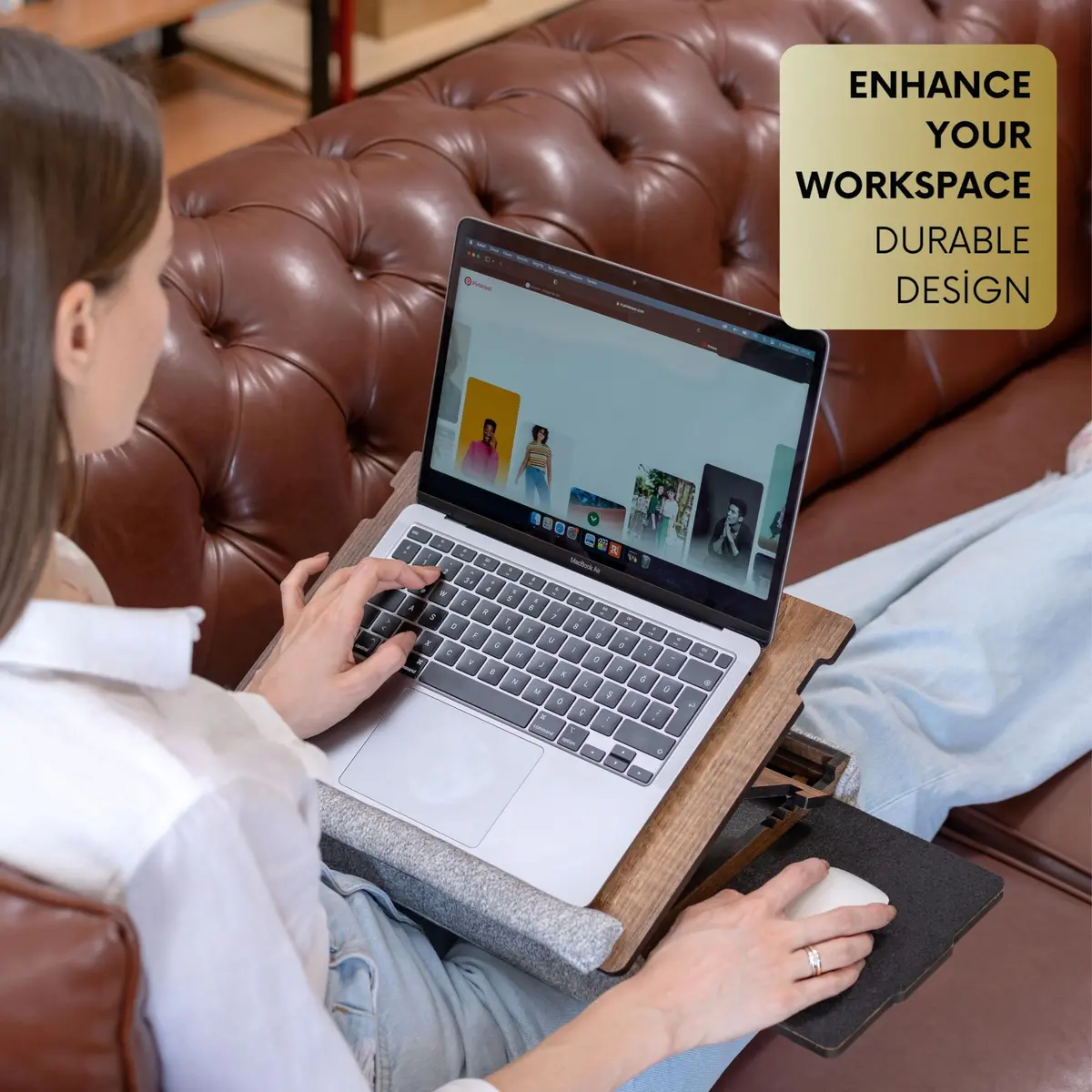 Vigo Wood Lap Desk for Laptop - Adjustable Wooden Lap Tray with Cushion, Portable Bed & Couch Stand, Ergonomic Lap Desk for Work & Study - view 2