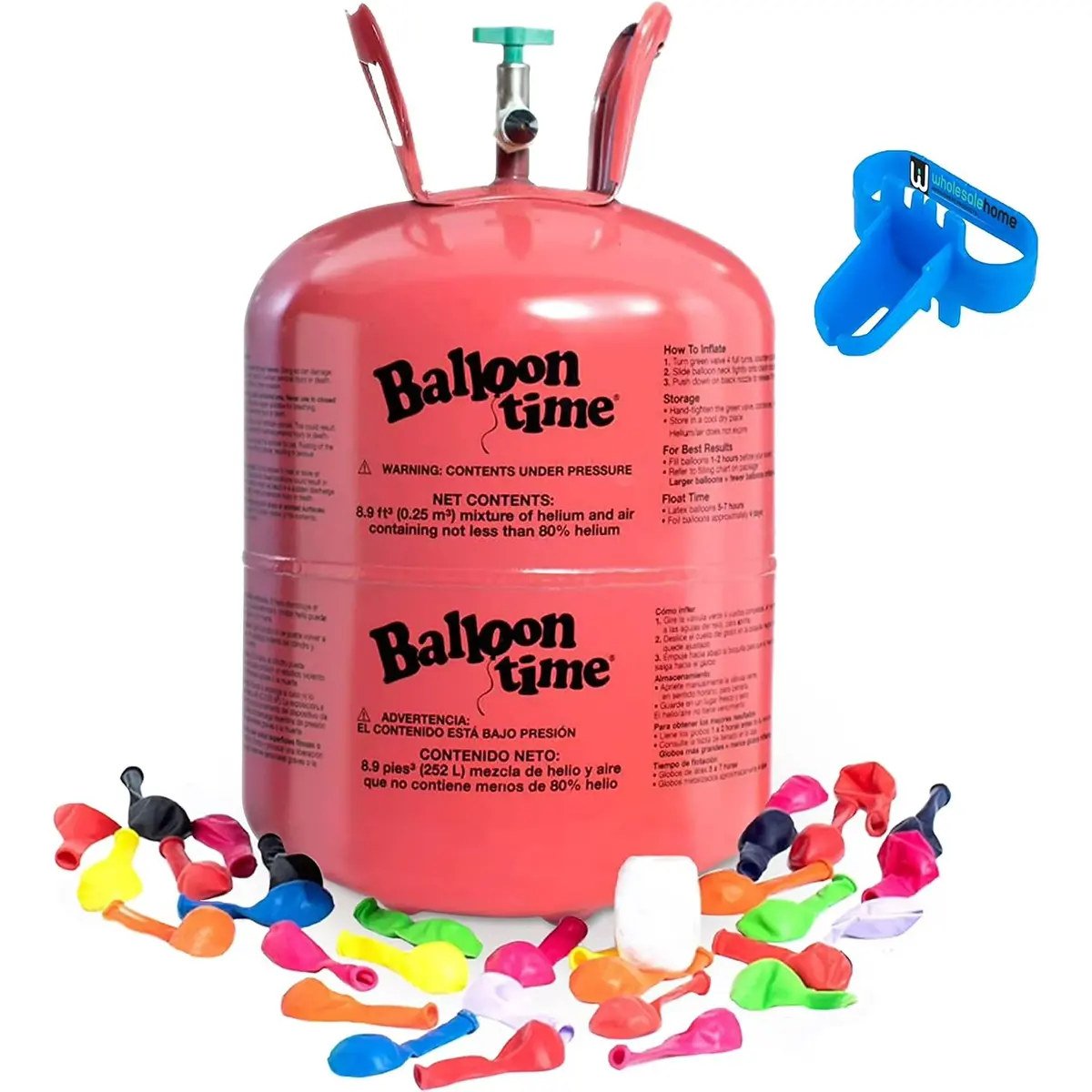 Wholesalehome Helium Tank for Balloons 14.9 Cu Ft | DIY Party Decoration Kit with 50 Latex Balloons - main product image