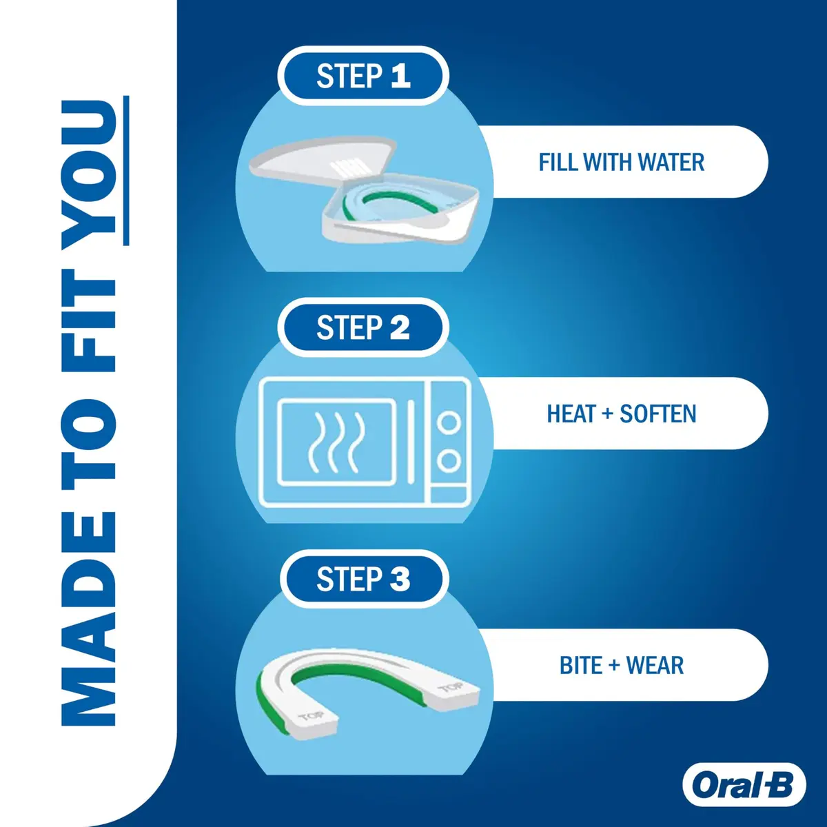 Oral-B Mouth Guard for Grinding Teeth at Night | Moldable Night Guard with Mint Flavor | 2 Pack - view 3