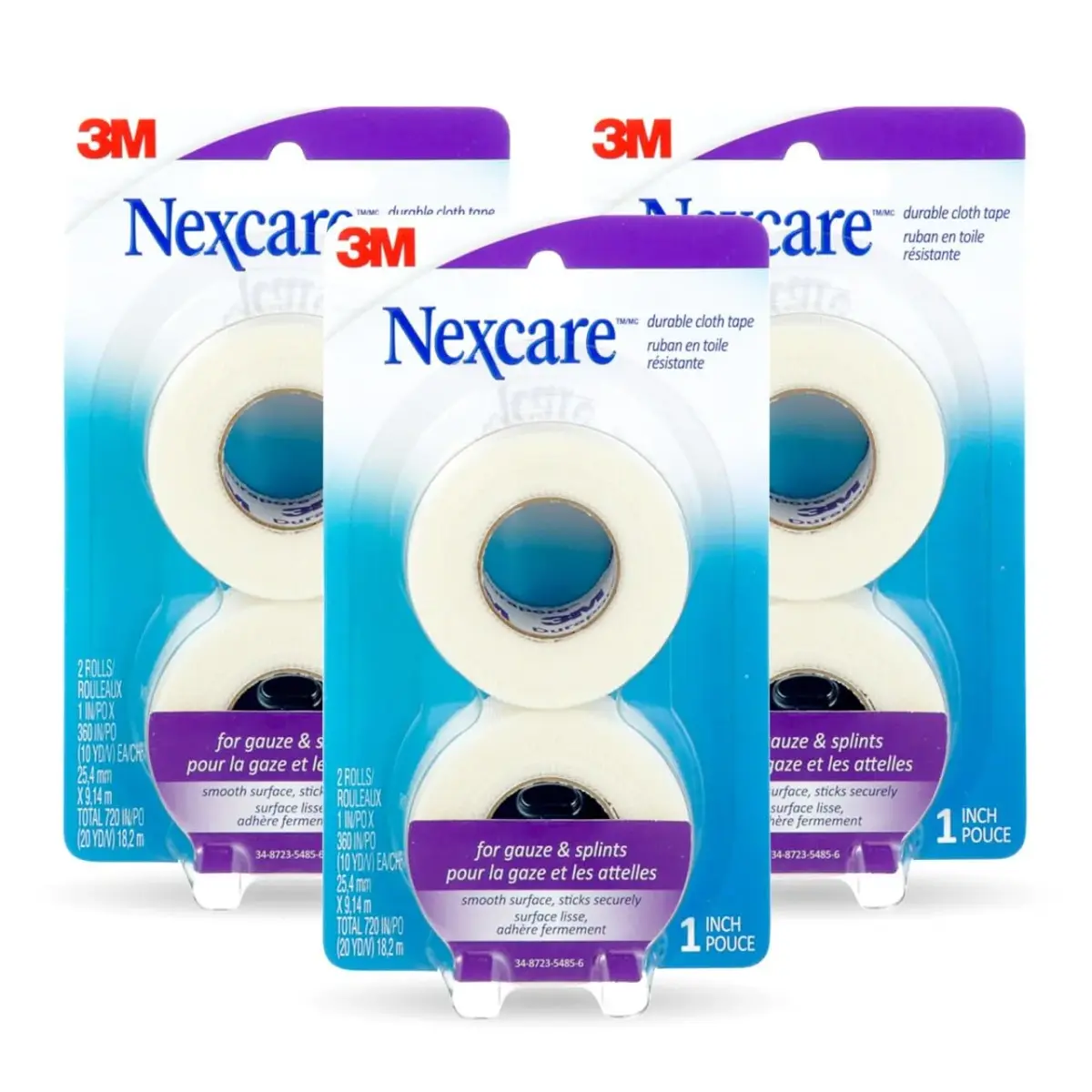 Nexcare Durapore Durable Cloth Tape 2.5cm (1in) x 9.1m (10yds) - 6 Rolls | Dermatologist-Tested, Hypoallergenic - main product image