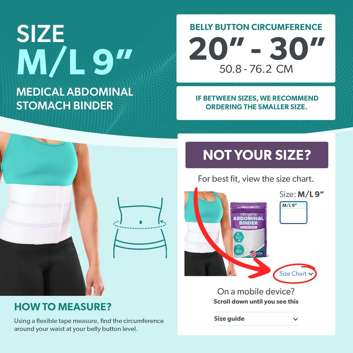 BraceAbility Abdominal Stomach Binder - Belly Band Compression for Diastasis Recti, Postpartum & Post-Surgical Recovery (M/L 9") - view 2