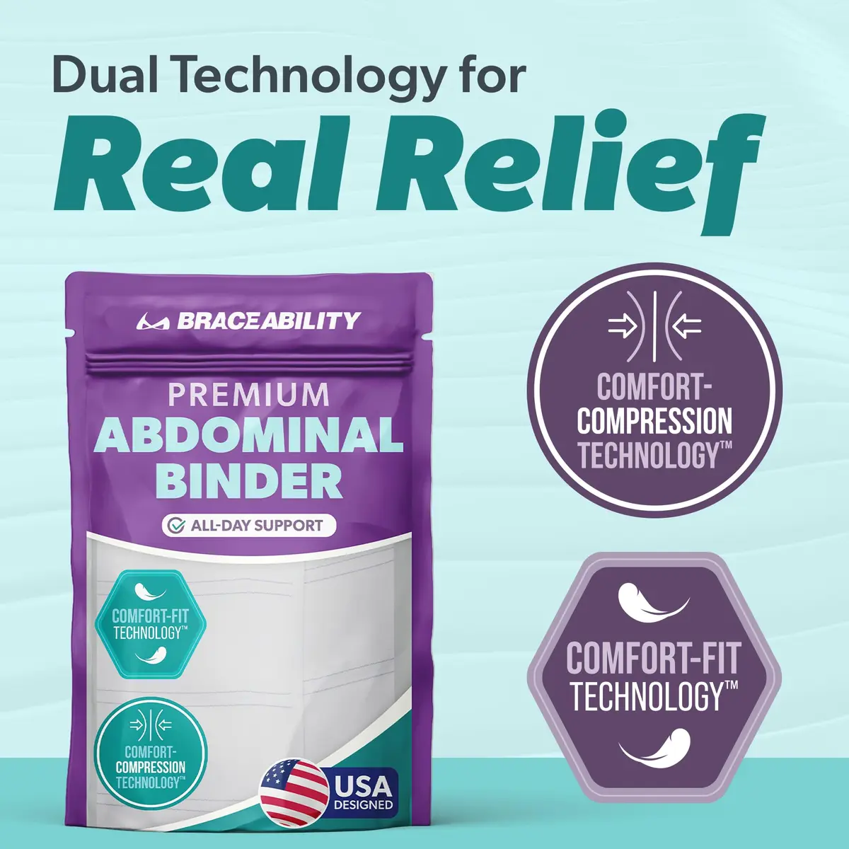 BraceAbility Abdominal Stomach Binder - Belly Band Compression for Diastasis Recti, Postpartum & Post-Surgical Recovery (M/L 9") - view 4