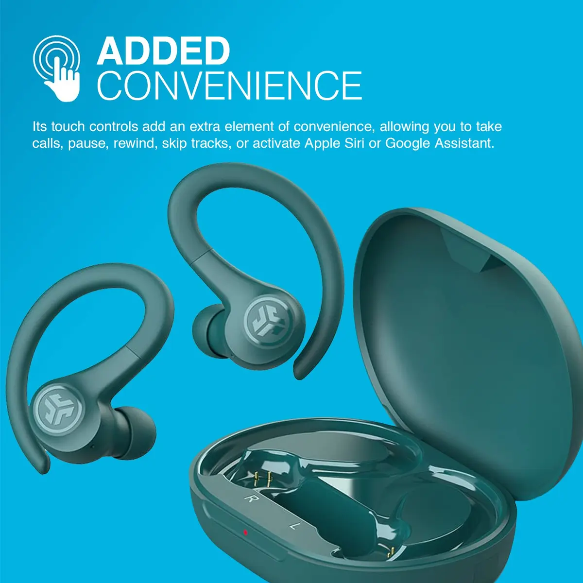 JLab Go Air Sport Wireless Earbuds Teal | 32+ Hour Bluetooth Playtime, Secure Earhook Fit, IP55 Sweatproof - view 4