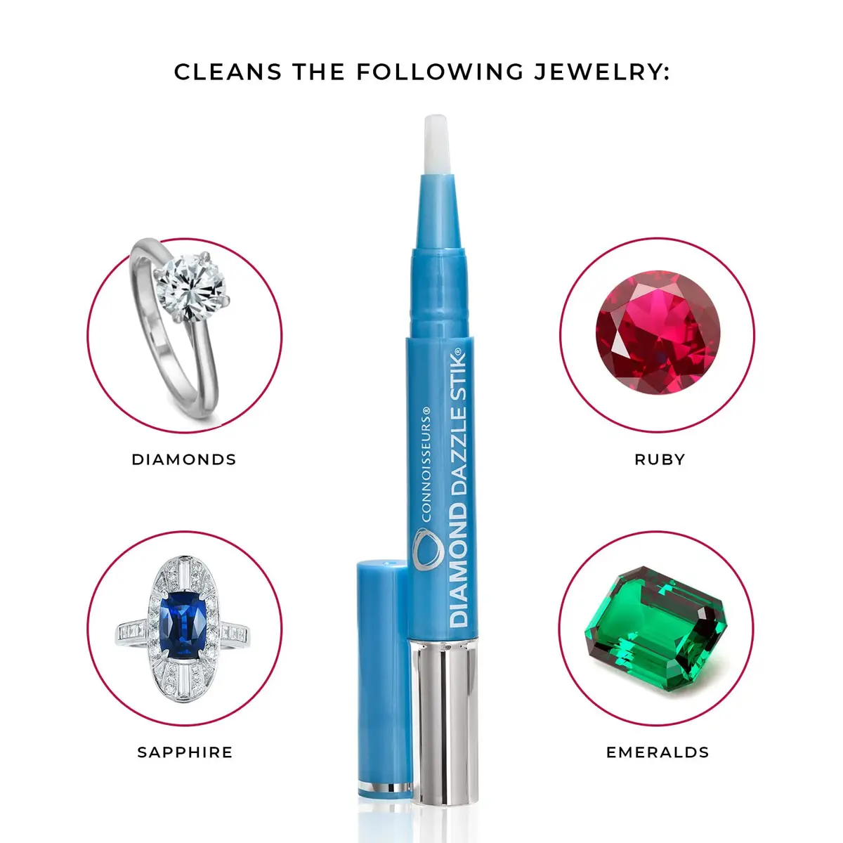 CONNOISSEURS Diamond Dazzle Stik & Jewelry Wipes Bundle | Jewelry Care Kit for Diamonds & Precious Stones - view 6