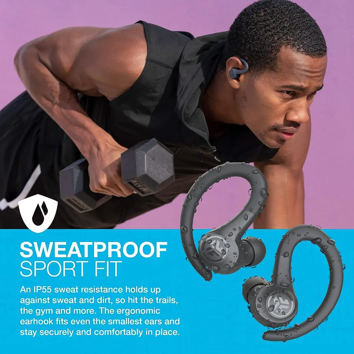 JLab Go Air Sport Wireless Workout Earbuds with C3 Calling & 32+ Hour Playtime, Graphite (6mm Dynamic Driver) - view 3