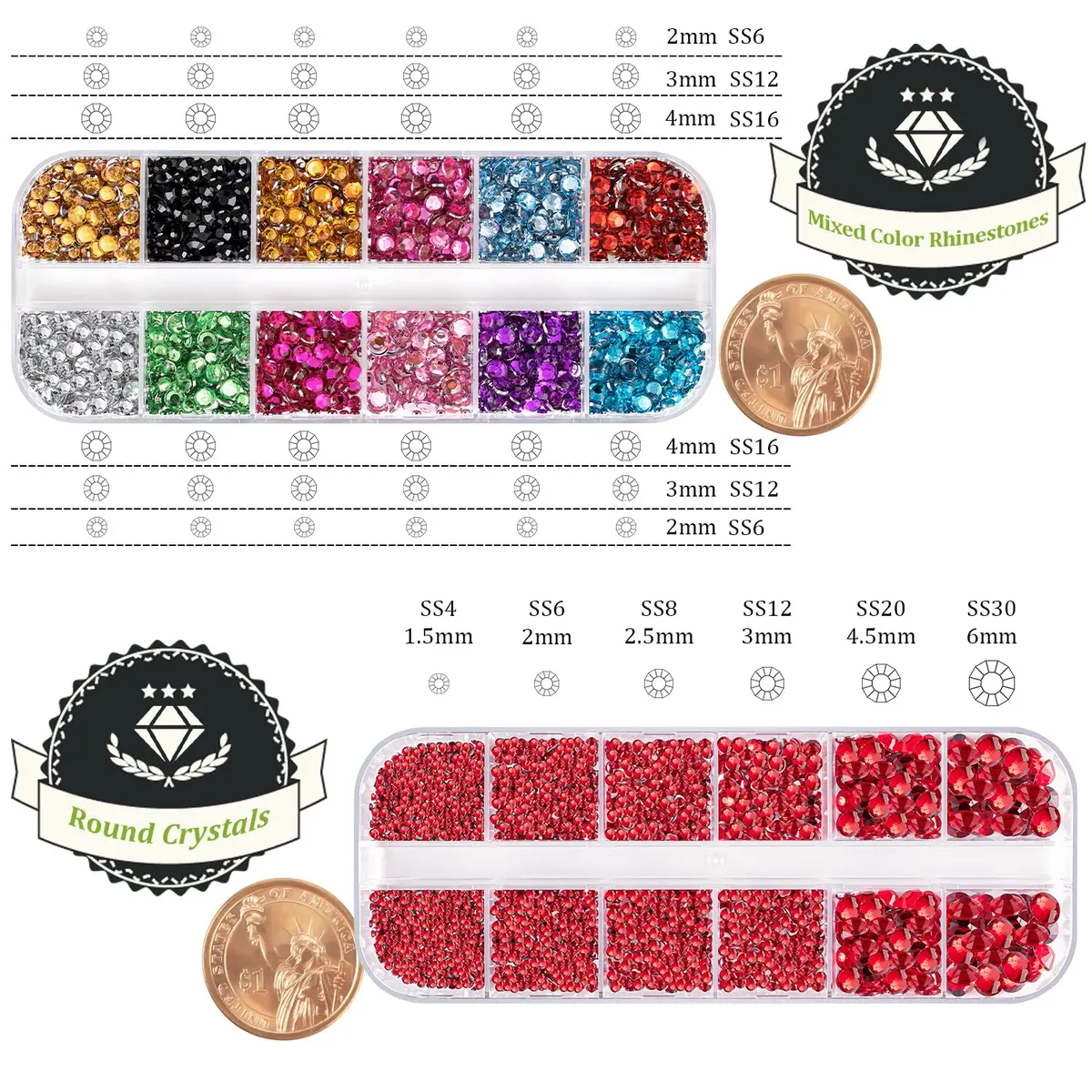 BELLEBOOST Flatback Rhinestones 4520 Pcs Colorful Nail Art Rhinestones with Picker & Tweezer | Multi-Size & Colorful (70-120 chars) - view 4