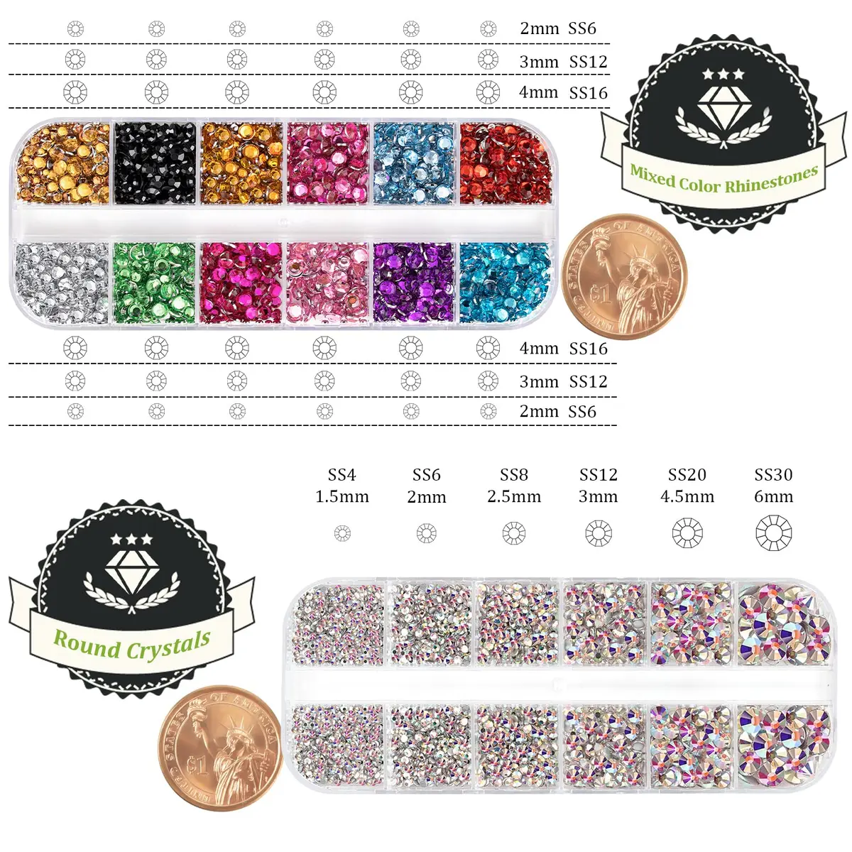 BELLEBOOST 4520 Pcs Nail Art Rhinestones & Gems Set with Tools | Flatback Crystal & AB Assortment - view 4