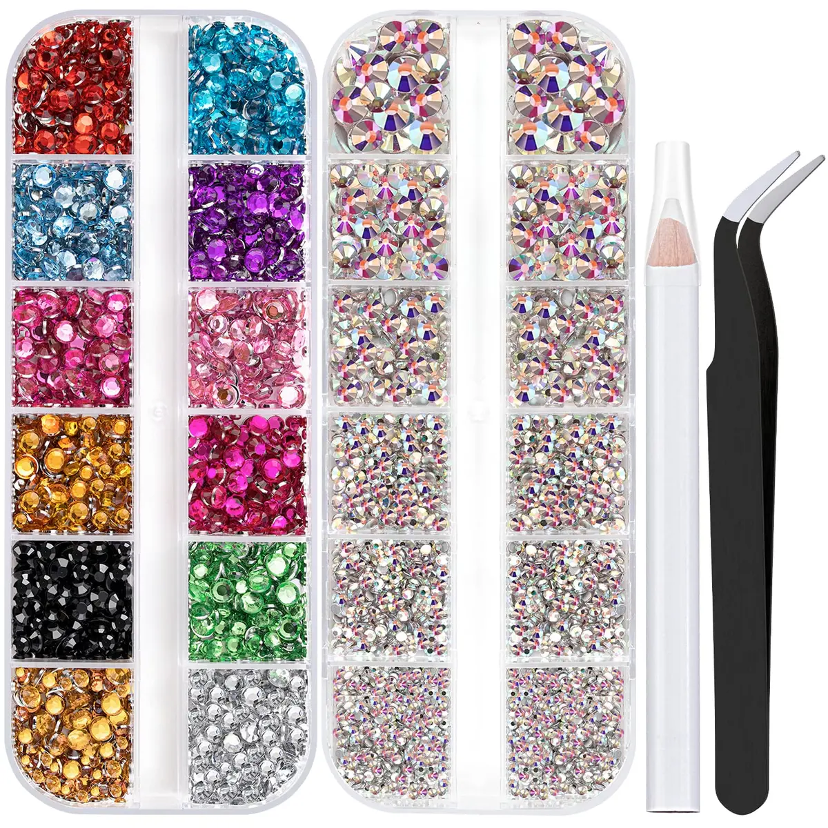 BELLEBOOST 4520 Pcs Nail Art Rhinestones & Gems Set with Tools | Flatback Crystal & AB Assortment - main product image