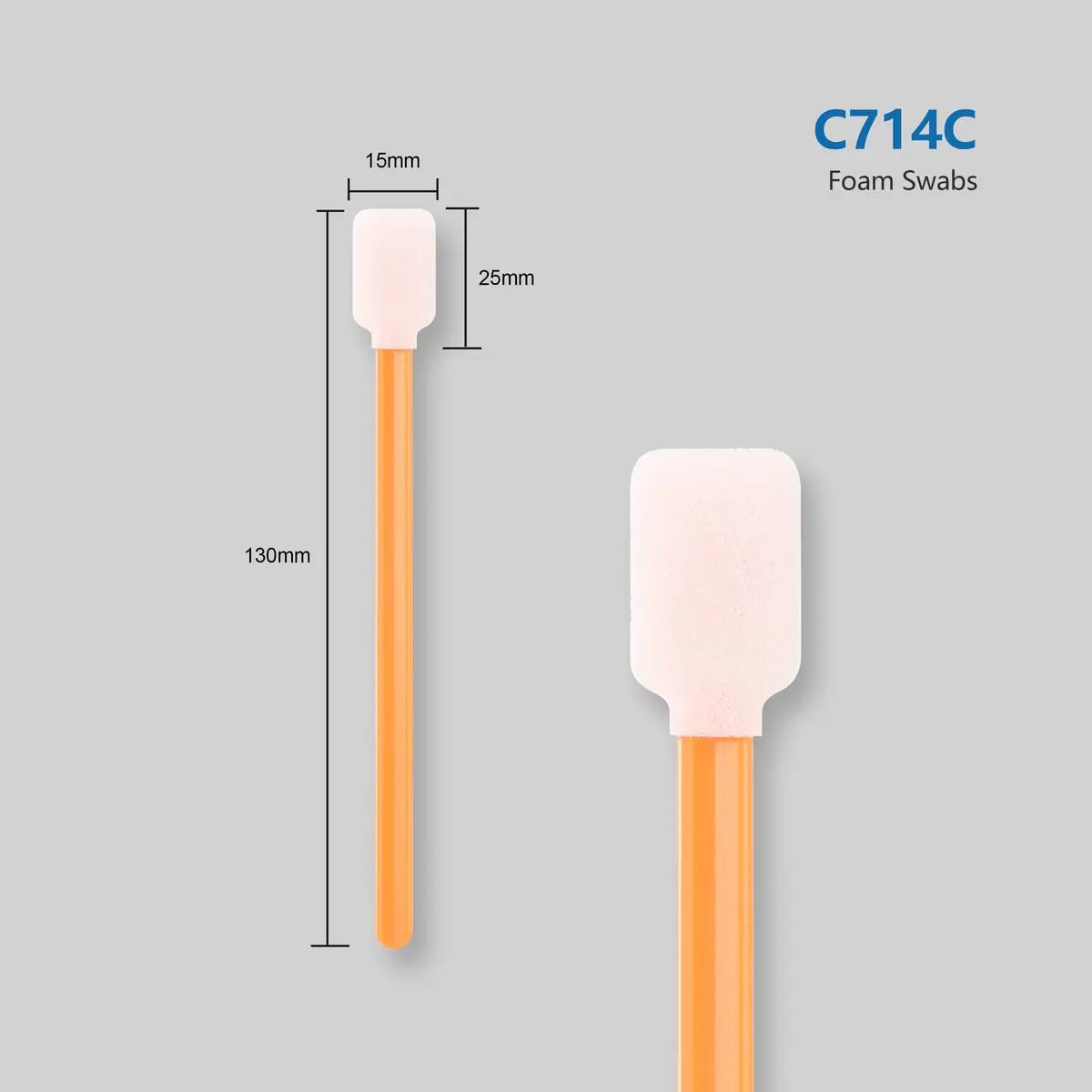 AAwipes Foam Sticks Cleaning Swabs 50 pcs (13.5 cm / 5.25") Large Rectangular Orange Foam Tips | Professional Cleanroom Swabs for Electronics and Printers - view 2