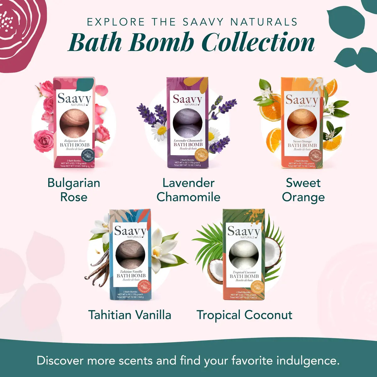 Saavy Naturals Organic Bath Bombs – Relaxing Foaming Fizz, Bulgarian Rose, 12 oz | Gentle for Sensitive Skin - view 7