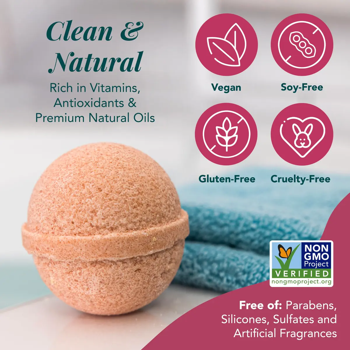 Saavy Naturals Organic Bath Bombs – Relaxing Foaming Fizz, Bulgarian Rose, 12 oz | Gentle for Sensitive Skin - view 4