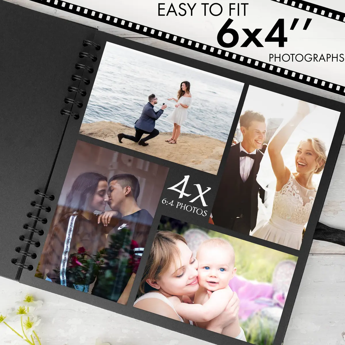 Bstorify Scrapbook Album, 80 Pages, 11 x 11 Inch, Black | Durable Kraft Paper, Creative & Long-Term Memory Storage - view 4