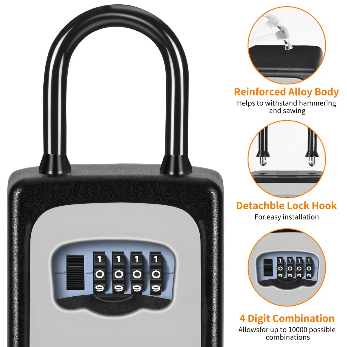Fayleeko Portable Key Lock Box 4 Pack | Weatherproof Wall Mounted Security for House Keys - view 5