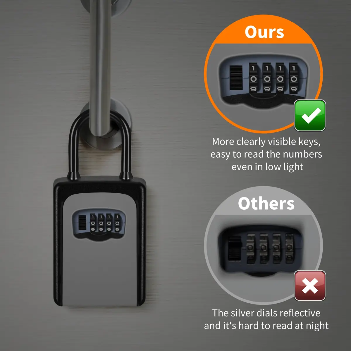 Fayleeko Portable Key Lock Box 4 Pack | Weatherproof Wall Mounted Security for House Keys - view 3