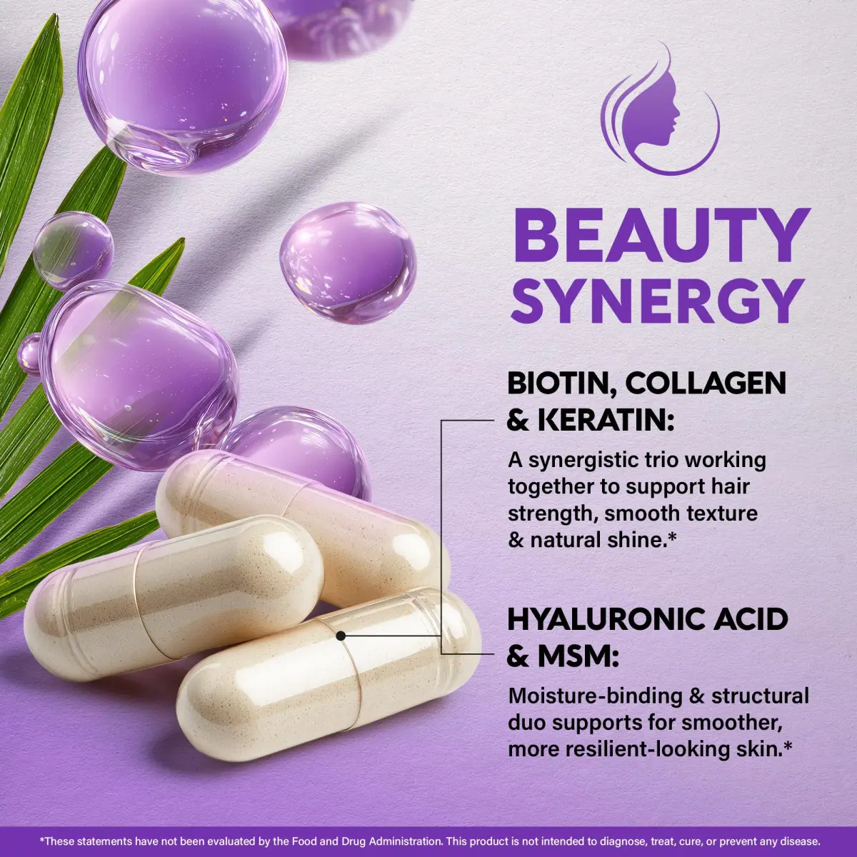 NUTRAHARMONY Biotin Collagen Hyaluronic Acid Keratin Capsules 60 Count | Clinically Tested Hair Growth Support - view 6