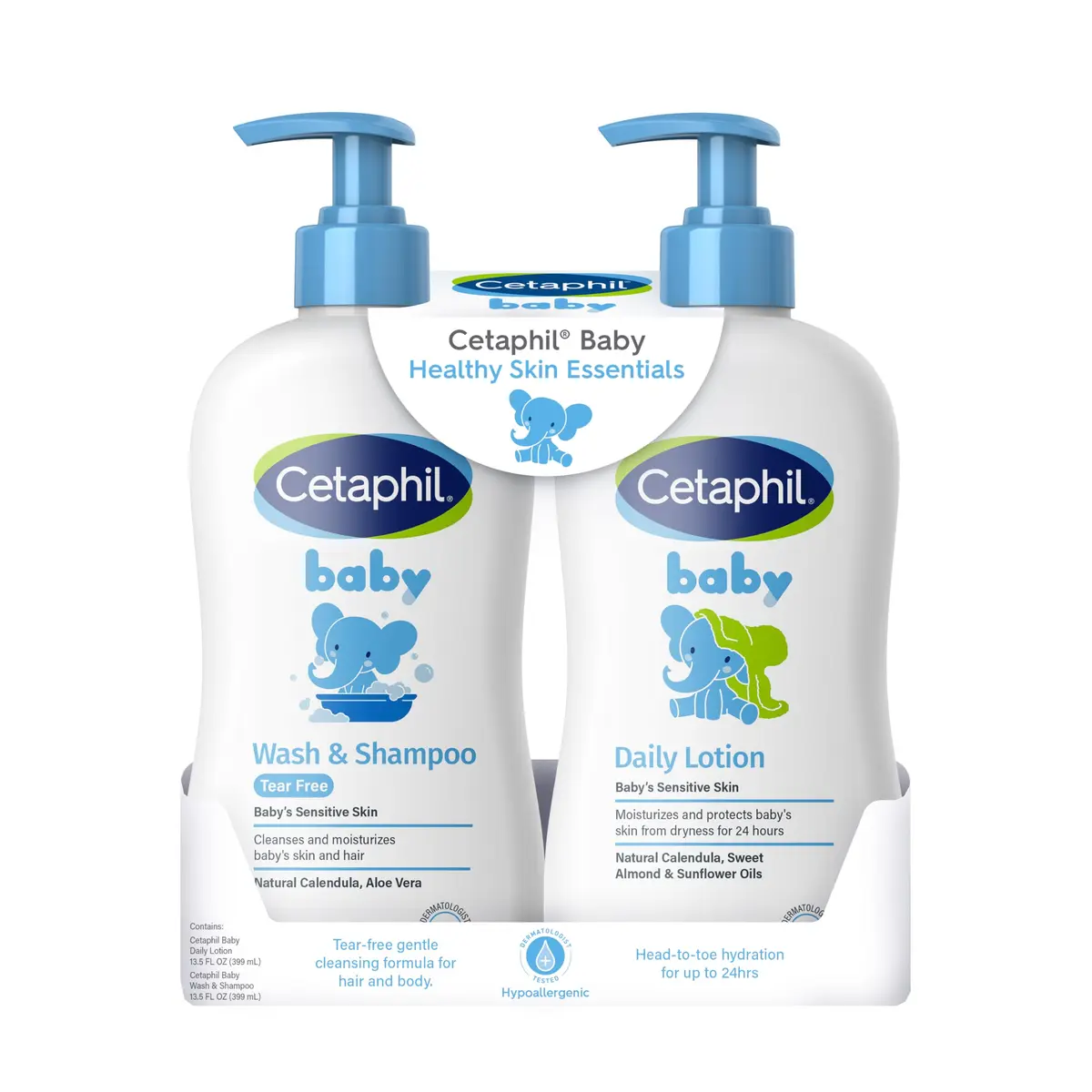 Cetaphil Baby Wash & Shampoo + Lotion for Sensitive Skin, 810ml (27 Fl Oz) | Tear-Free & Hypoallergenic - main product image